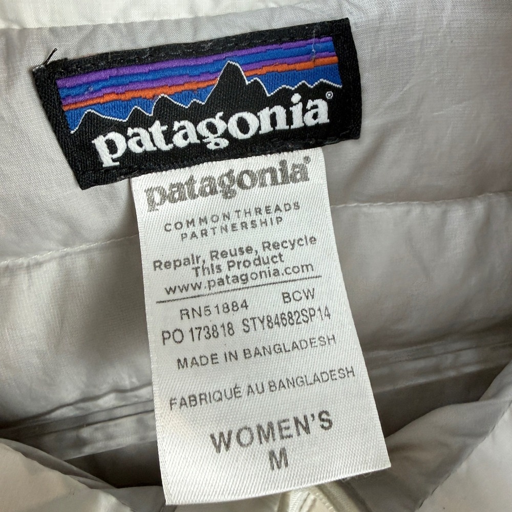 Patagonia Down Sweater Jacket Women M White 84682 Quilted Puffer Full Zip - Picture 2 of 12